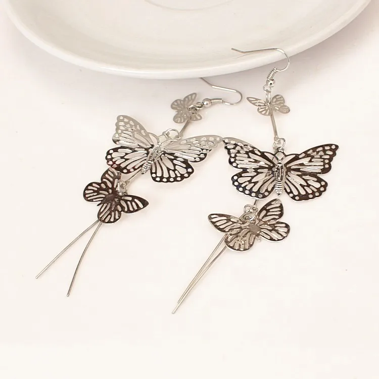 Dangle Earrings Drop Earrings Pendant Earrings Butterfly Earrings Long Earrings Crystal Tassel Earrings Fashion Punk Earrings Fashion Jewelry Hollow Butterfly Long Tassel Pendant Earrings Bridesmaids Young Girls