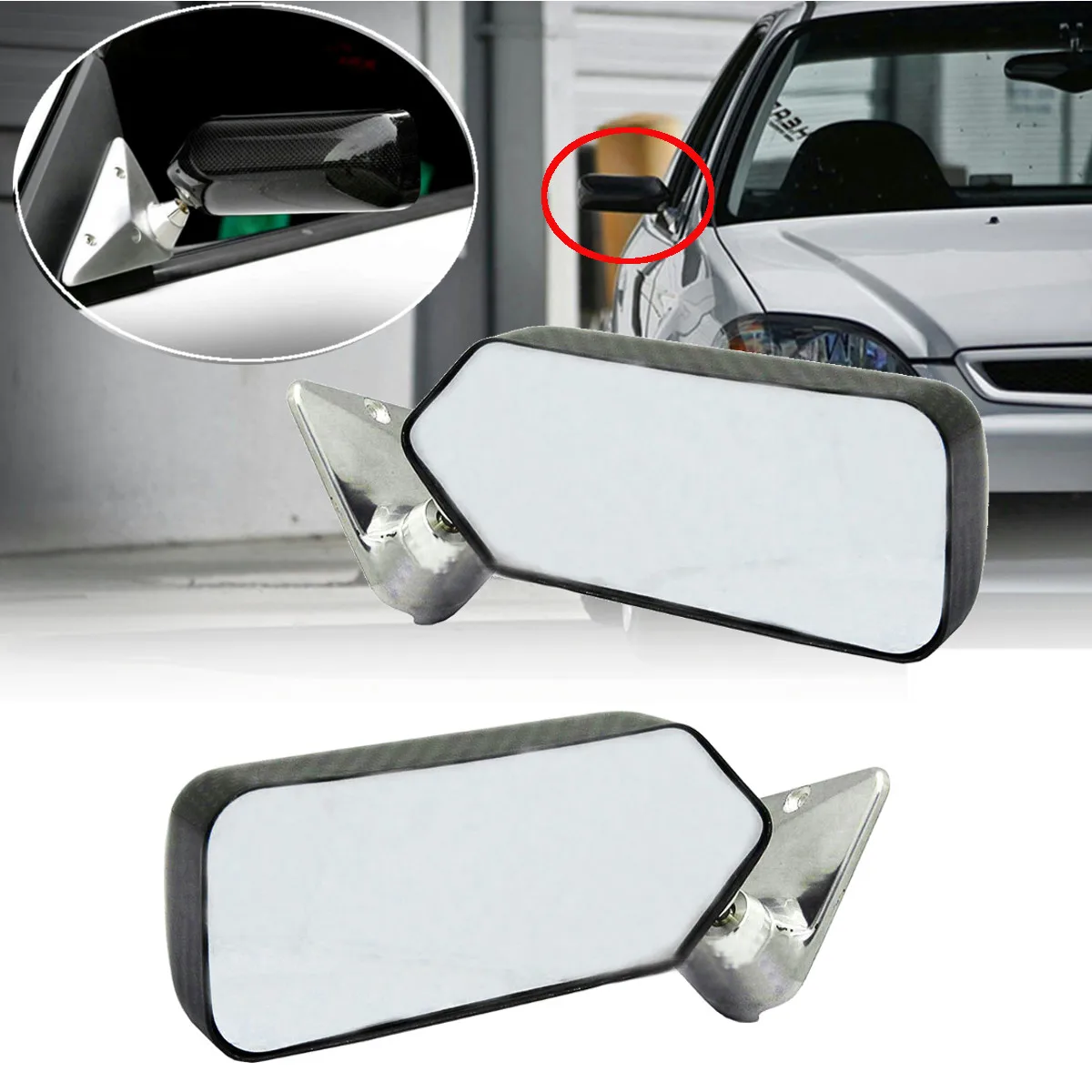 Left+Right Universal Carbon Fiber Look Car Auto Rearview Rear View Side Mirror For Toyota For Benz For BMW Car Side Mirror