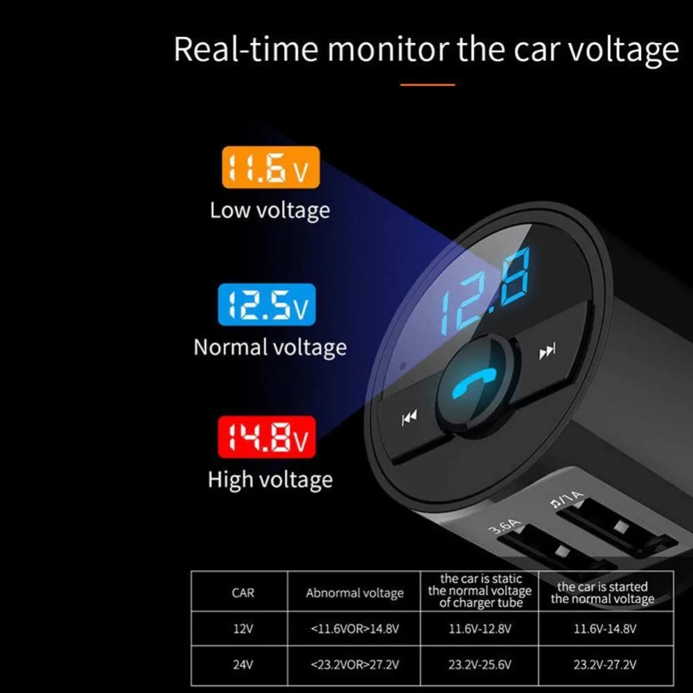 Bluetooth Handsfree Car Kit Dual USB Charger FM Transmitter Radio Adapter Car MP3 Player Hi-Speed USB2.0 Quick Charger