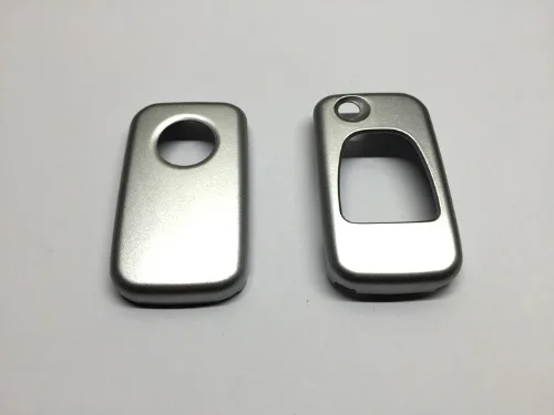

Triangle Key Pad Remote Flip Key Protection Case Gloss Metallic Silver Color For Mercedes Benz