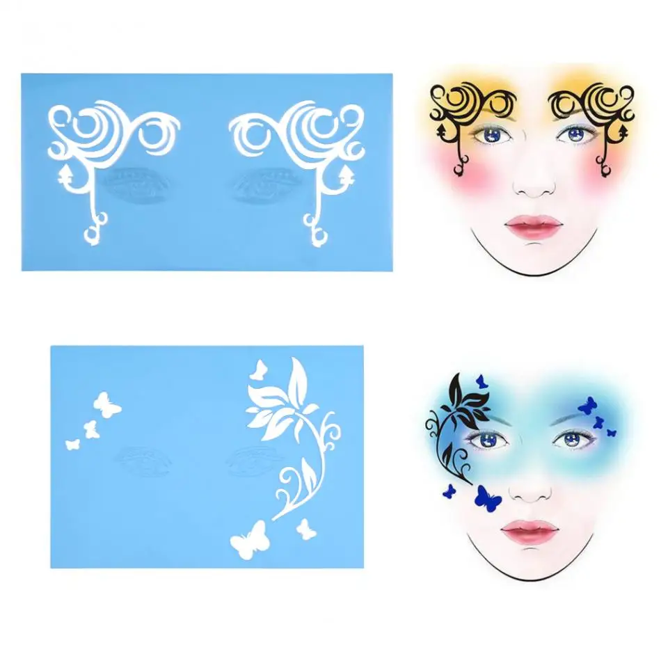 

Reusable Face Paint Airbrush Glitter Tattoo Stencil Body Painting DIY Facial Makeup Template Drawing Tattoo Design Tool