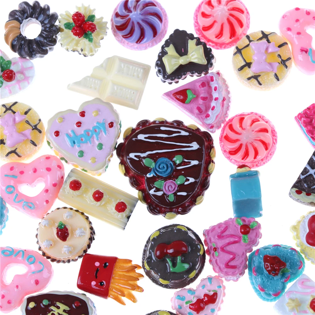 10 шт./лот Kawaii милые мини-игрушки для игр фруктовая еда торт конфеты фрукты печенье пончики Миниатюрные для кукол аксессуары кухонные игрушки