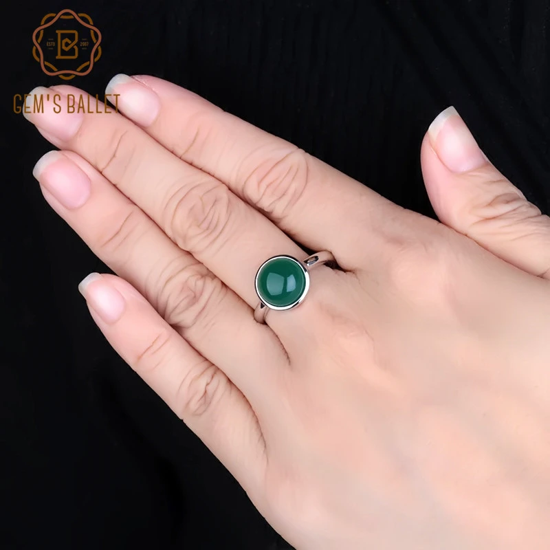 Gem S Ballet Natural Green Agate Gemstone Ring Simple 925 Sterling Silver Green Onyx Rings For Women Fine Jewelry Bague Bijoux Rings Aliexpress