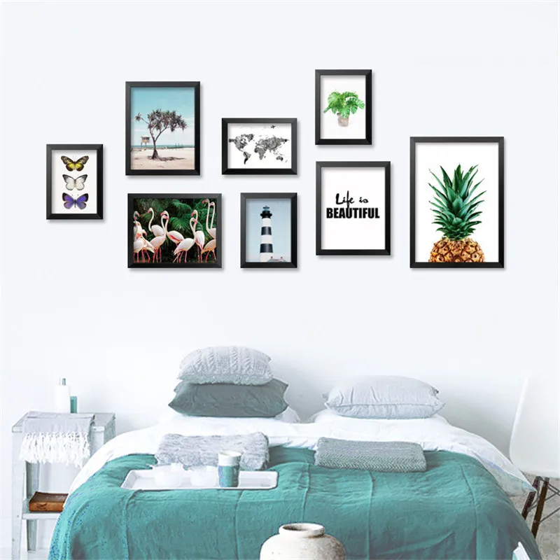 

Nordic Art Canvas Poster Prints,Pineapple Flamingos butterfly on canvas wall picture for living room Home Decor no frame DP0437