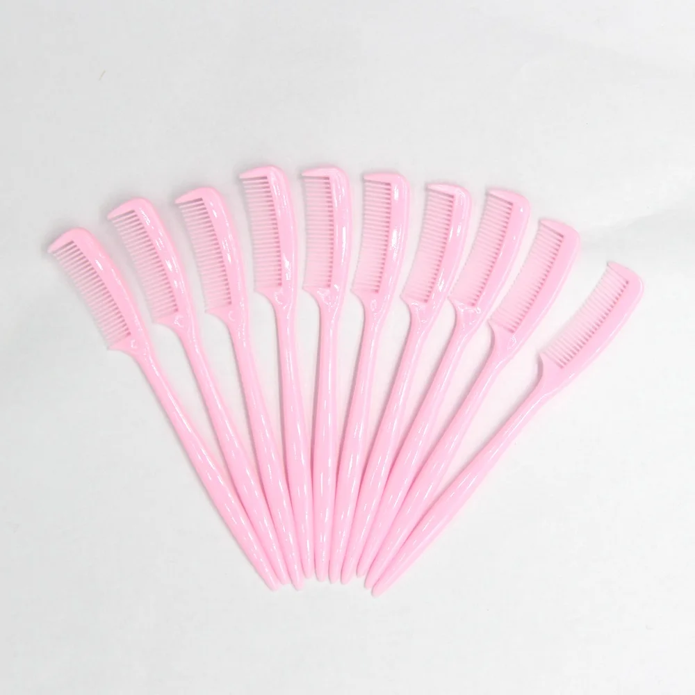 Pink 50 шт. высокое качество, гребень для бровей, мини-Кисть для макияжа, гребень для накладных ресниц, щеточка для наращивания ресниц, гребень - Цвет: Pink