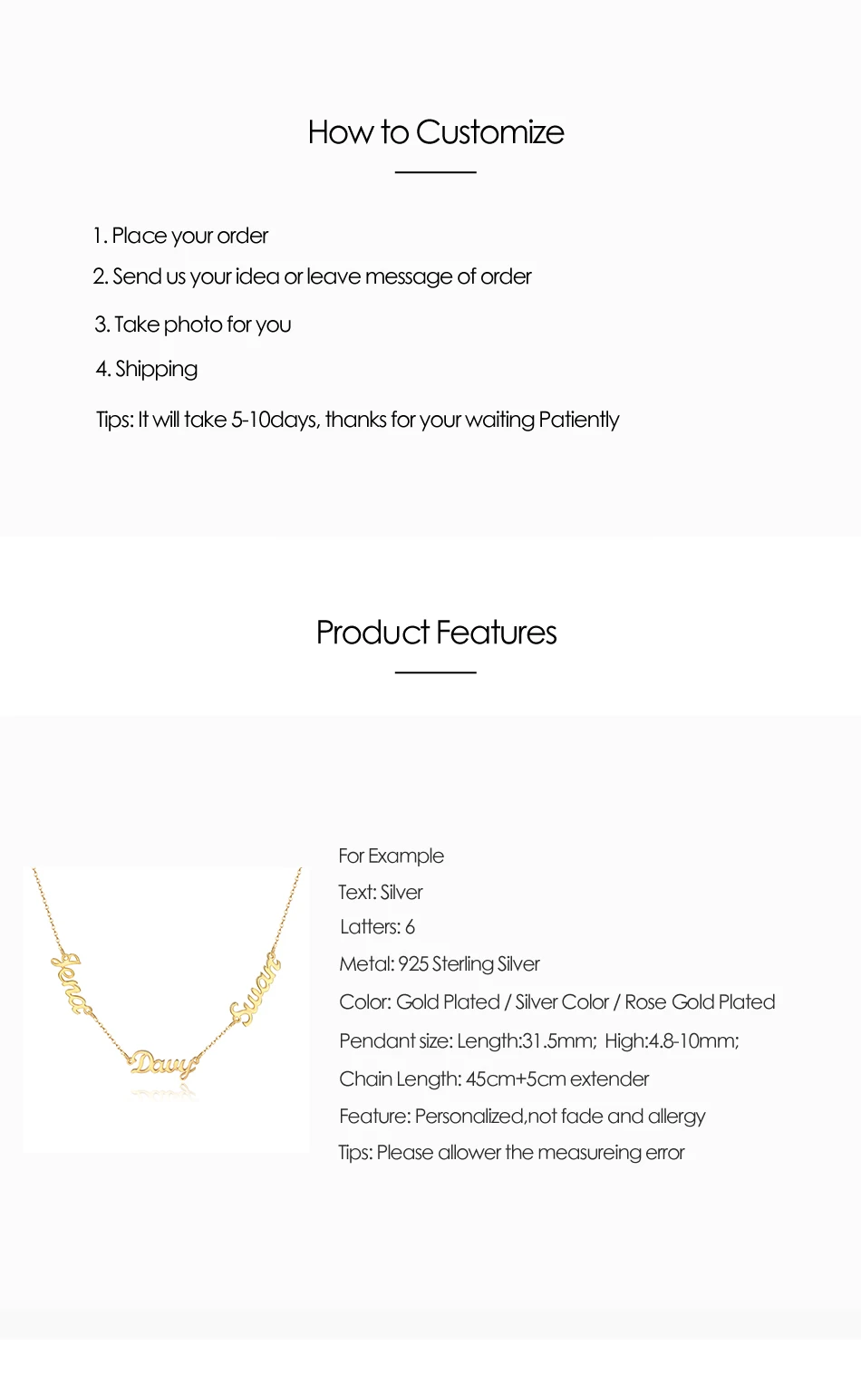 На заказ три названия ожерелье 925 нержавеющая серебряная подвеска эффектное персонализированное колье для женщин высокое качество серебряные ювелирные изделия
