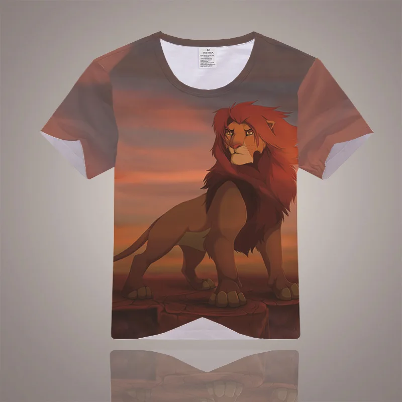 Лев футболка King disney студенческий короткий рукав мультфильм периферийные одежда