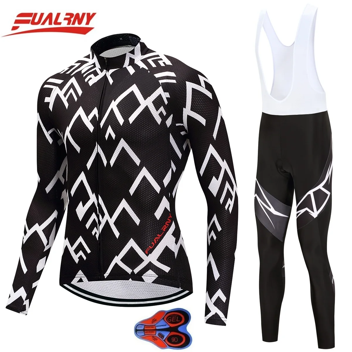 

2018 Team FUALRNY Long sleeve Ropa Ciclismo Cycling Jersey sets Mountian Bicycle Clothing/MTB Bike Clothes For Man White stripe