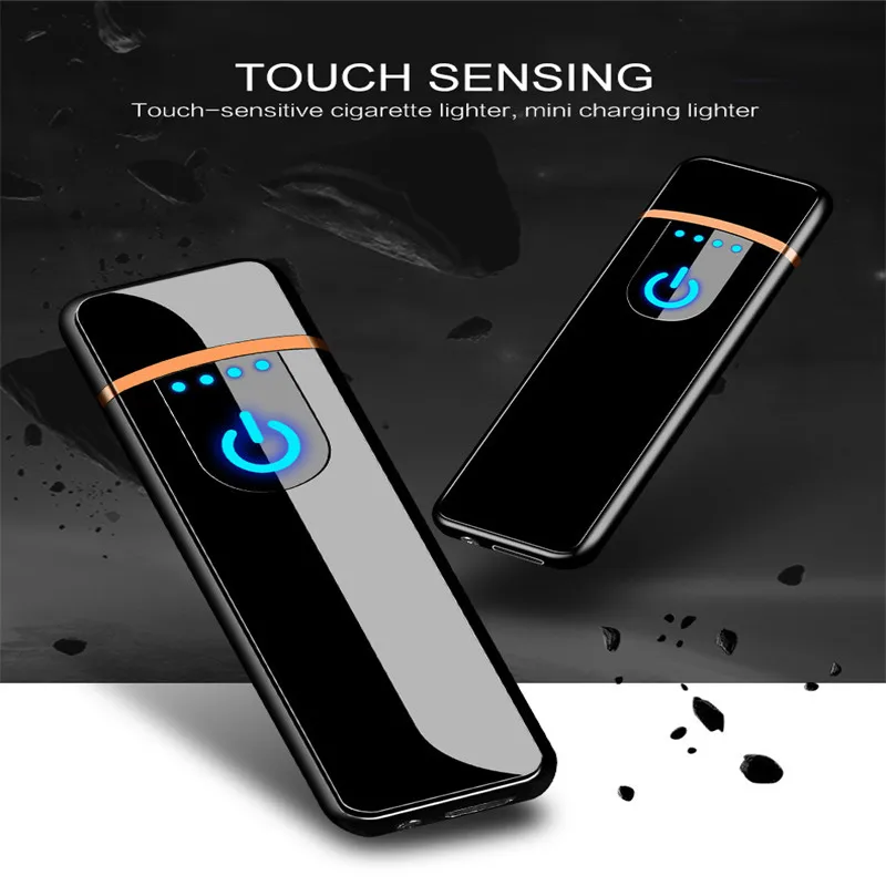 

New ultra-thin USB charging cigarette lighter touch screen electronic cigarette lighter windproof men's gift