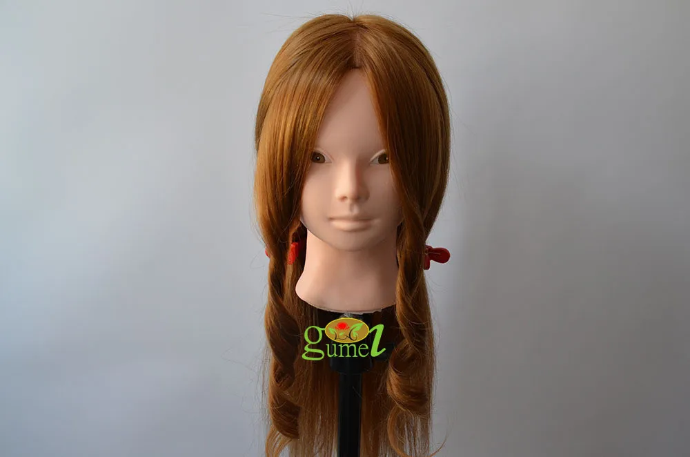 

Free Shipping!Long Hair 24" training head 30% Natural Hair 70%Animal Hair Hairdressing Head Mannequin Training Head High Quality