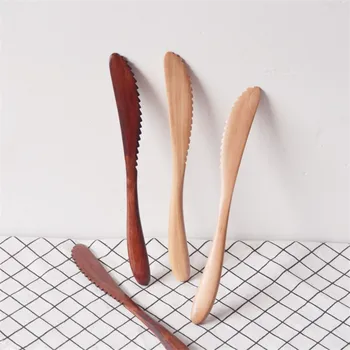 

100pcs Vintage tableware Tool wood Knife Cake Food Wooden Tooth Shape Convenient Outdoor Mini Camping Butter eco-friendly