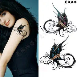 Красивые черные, синие, красные бабочка водостойкий боди-арт Сексуальная поддельные татуировки для женщин Flash TemporaryTattoo наклейки 10*20 см KD630