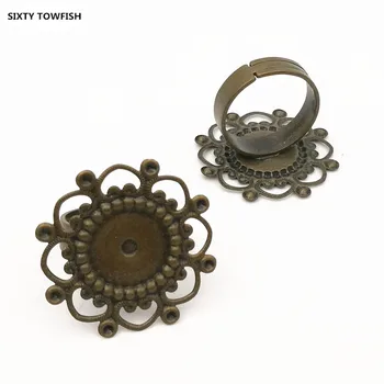 

Free Shipping 20pcs 28mm Brass Antique Bronze Ring Settings Blank Tray 12mm Rings Cameo cabochons Base Accessory Findings