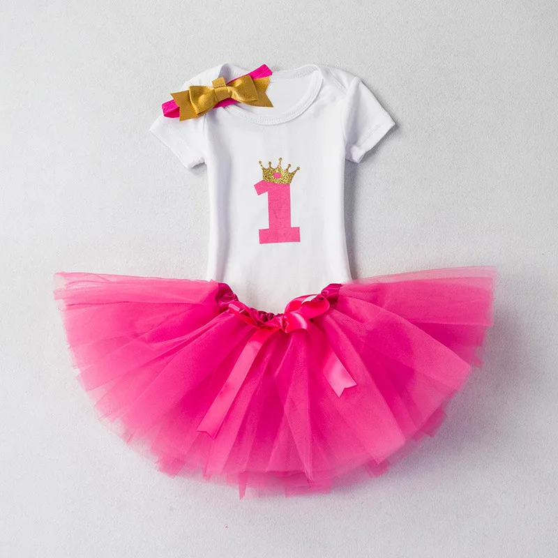 Для малышей Детское платье для дня рождения для маленьких девочек 1st Единорог Вечерние наряды платье принцессы повязка Крещение платье