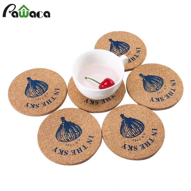 

6PCS 10cm Retro Coasters Set Cork Drink Cup Mat Round Placemats Coffee Tea Mug Pad Drinks Holder Tablemats Coasters posavasos