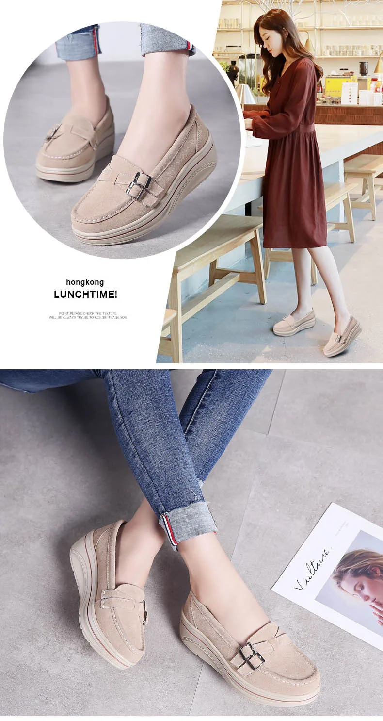 New Fashion Women Flat Shoes Genuine Leather Loafers Shoes Woman Slip-on Flats Ladies Platform Wedge Shoes creepers (12)