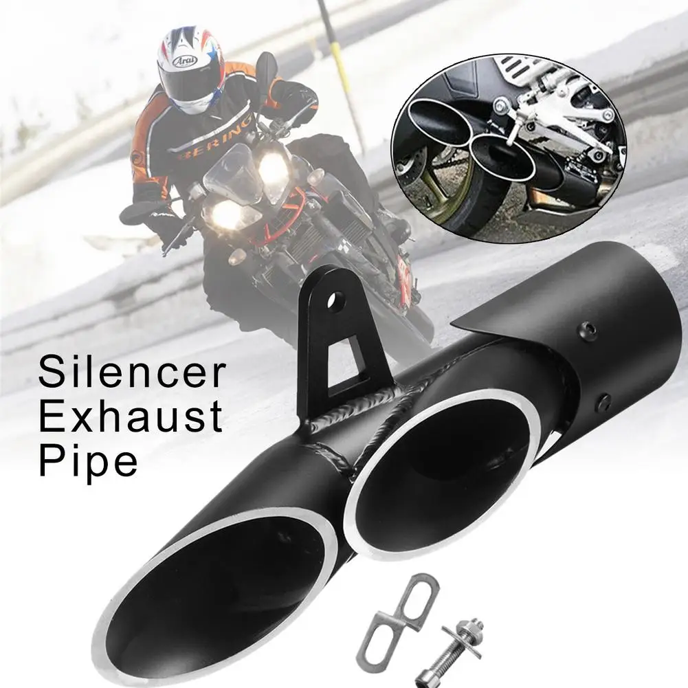 

Motorcycle Dual Outlet Exhaust Muffler Tail Pipe Black Stainless Steel For Yamaha YZF-R6 For Suzuki GSX-R Accessories