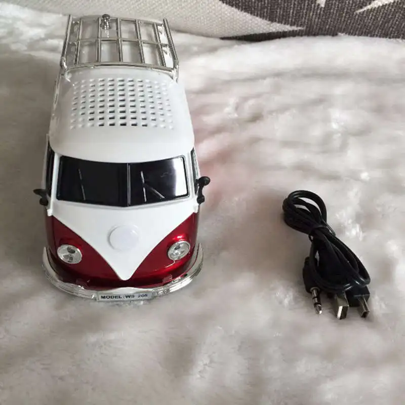 

Colorful Mini Bluetooth Speaker Car Shape Mini Bus Speaker Support Fm +U Disk Insert Card Mini Speaker Mp3 Player Red