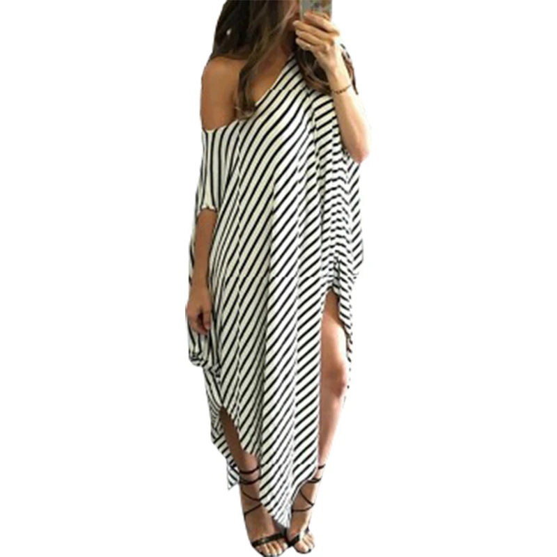 

Burst Models Long Dress Europe America New Casual Loose Striped Sexy Strapless Dresses Sexy Women Clothing Vestidos LBD992