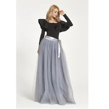 Новая популярная шестислойная Женская юбка с поясом, мягкая Тюлевая Женская длинная юбка-пачка для женщин, модная юбка с темпераментом