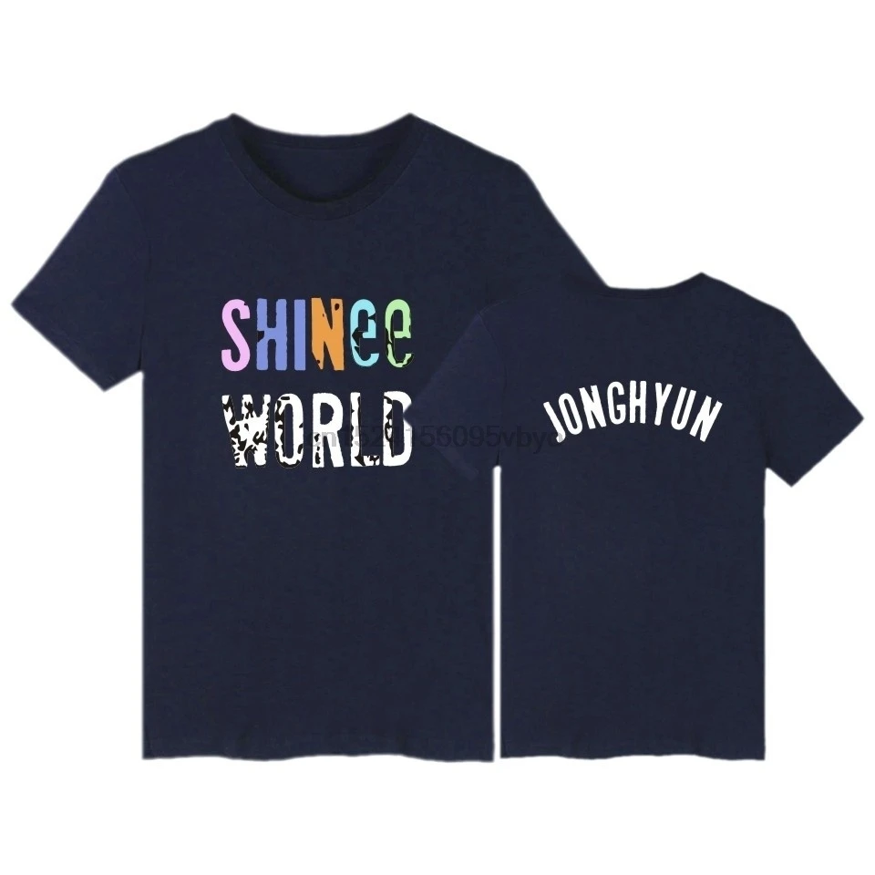 

Women_man Fashion SHINee WORLD JONGHYUN Printed Short Sleeve Round Neck Slim T-shirt Simple Style Top