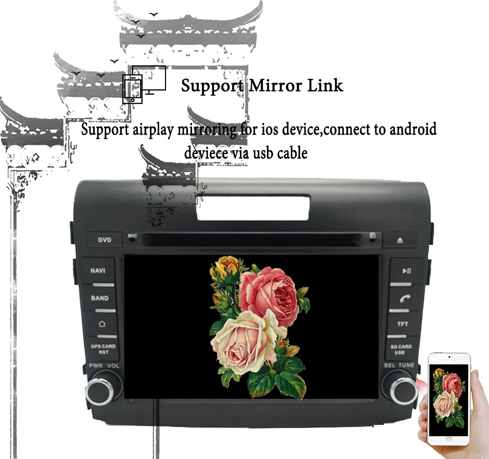 

Android 9.0 HD 1024*600 Car DVD Player Radio For Honda CRV 2012 2013 2014-2018 3/4G WIFI GPS Navigation Head Unit 2 din 4GB RAM