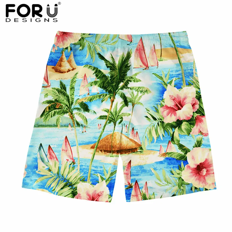 FORUDESIGNS/лето Пляжные шорты Для мужчин Гавайский тропический лес борту короткие мужской быстросохнущая Купальники Boardshort Мужские Шорты для