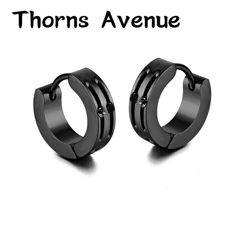 

Thorns Avenue Fashion 1 Pair 3 Colors Europe Crystal Hollow Earrings Punk Earrings Stainless Steel Hoop Earrings For Women Men