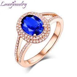 Прекрасный Настоящее 14 K розовое золото натуральный Танзанит обручальное кольцо Симпатичные с кристаллами для годовщина жены Fine Jewelry