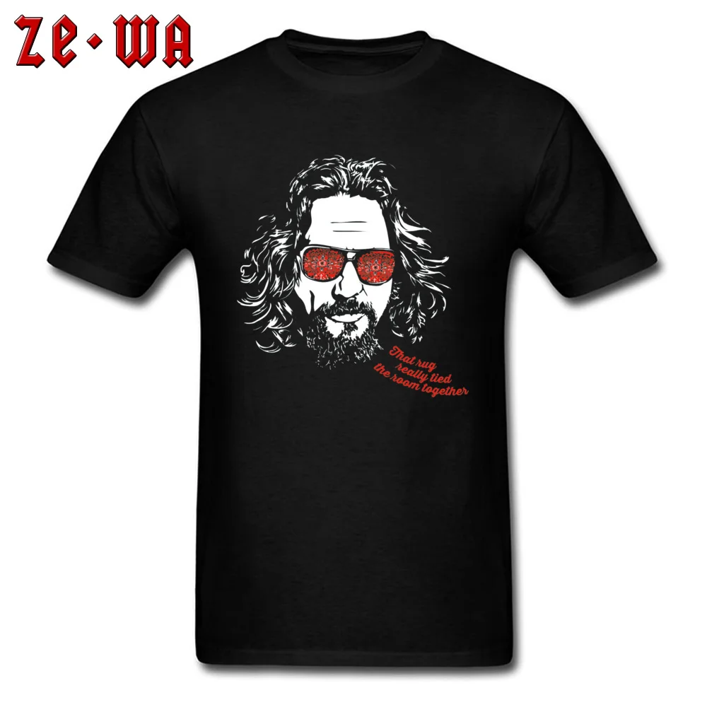 Normal Unique Tops & Tees Short Sleeve for Men 100% Cotton NEW YEAR DAY O Neck T-shirts Fitness Tight Tee Shirts Classic The Big Lebowski The Dude 1673 black