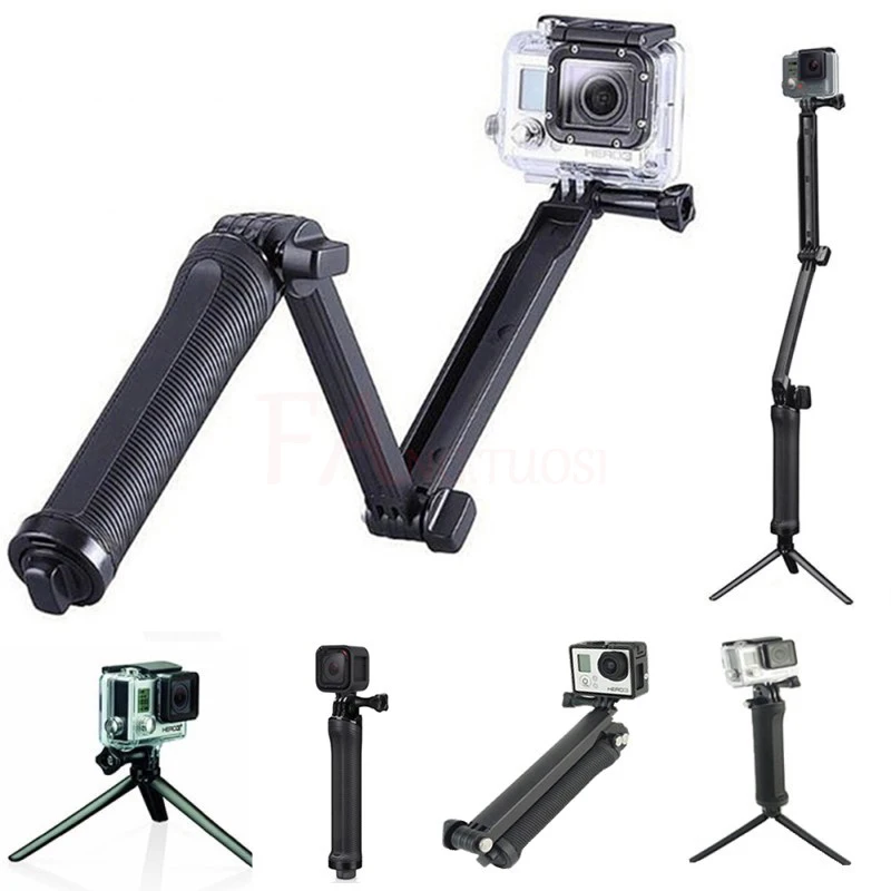 3 полосная Ручка монопод селфи палка для GoPro Hero 6 5 4 Session SJCAM Sj4000 Eken H9 H9r Xiaomi Yi 4K Go Pro
