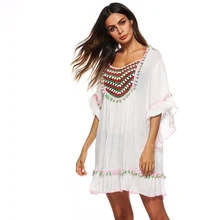 Новая модель; пикантные женские туфли для ночного клуба XL с короткими рукавами ручной крюк шить в виде листка лотоса рукавом зеленый шар мозаика Бикини Топ футболка