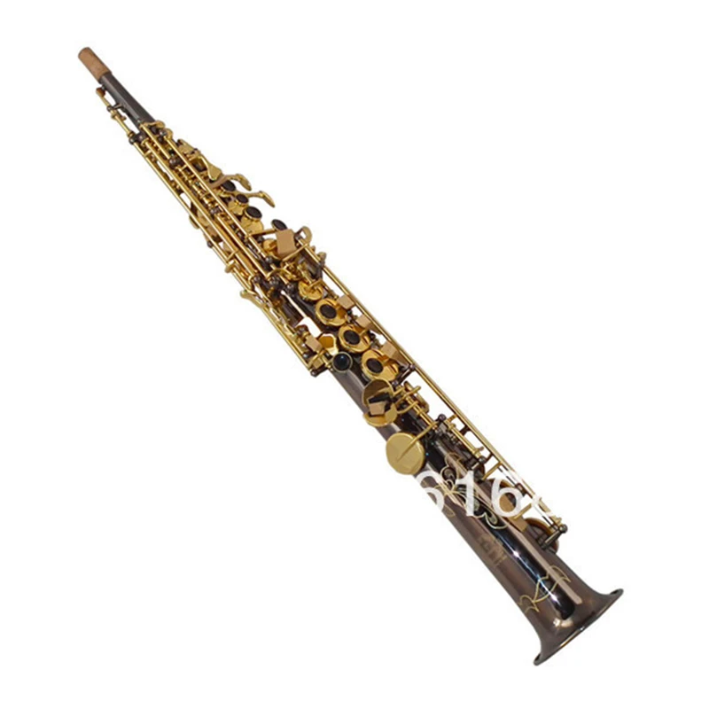 Прямой Трубы B (b) сопрано Саксофоны профессиональный инструмент поверхности черный Никель золотые руки резные бемоль Sax