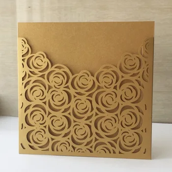 

12pcsGlossy Paper Laser Cut Rose Wedding Invitations Decoration Place name Card Birthday Party Invite Greeting Thanksgiving Card