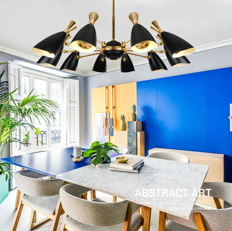 

Modern Led Black White Gold Chandelier Lighting Fixture Lamp Flush Mount Metal Iron for Kitchen Living Room Bed Room