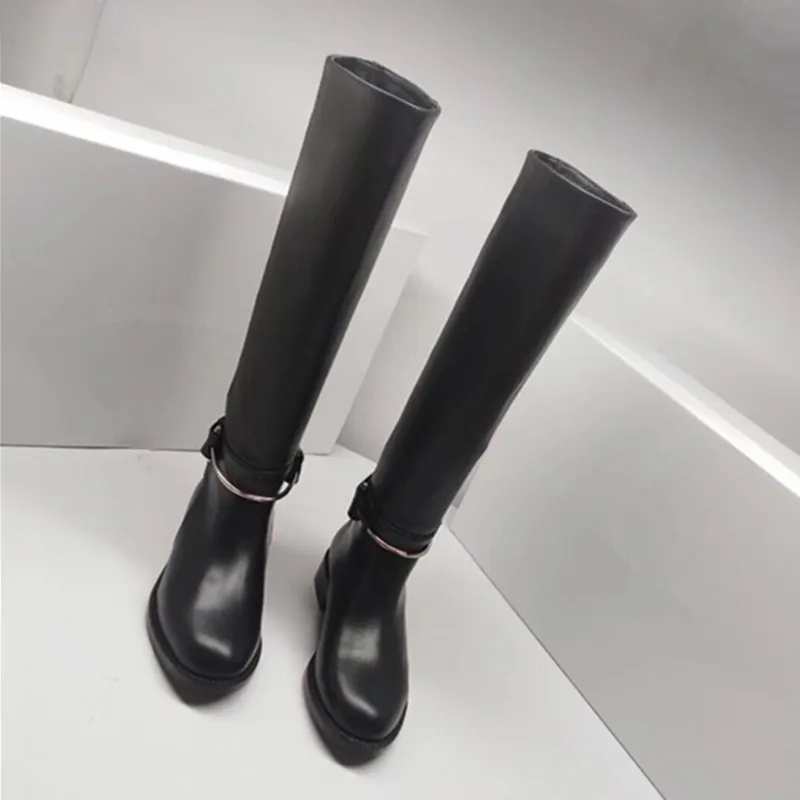 Новая модная женская обувь женские сапоги черные кожаные сапоги до колена пикантные женские сапоги до бедра; сезон осень-зима - Цвет: as show  9.5com