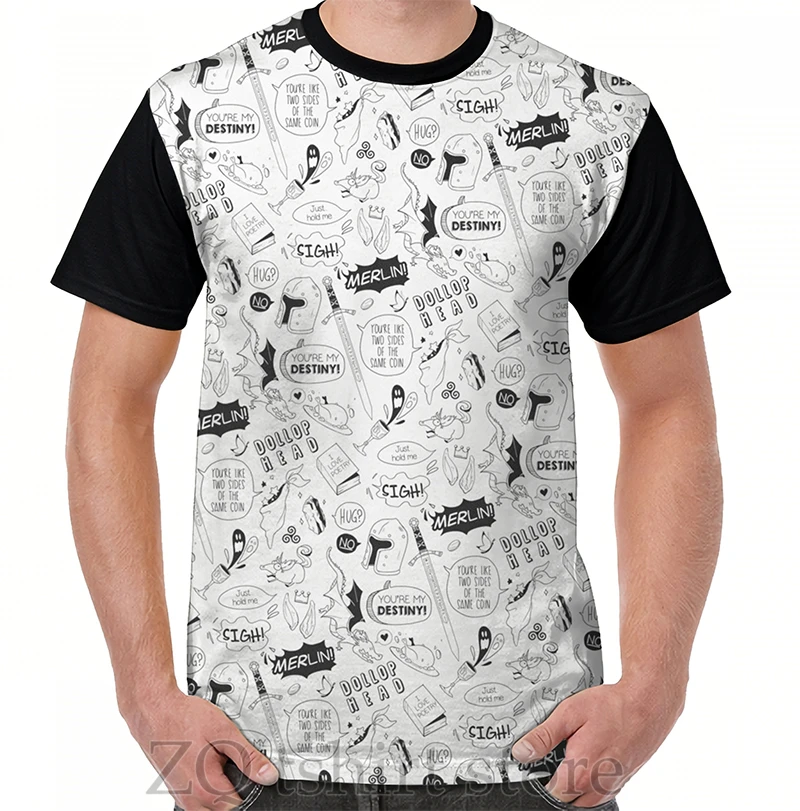 

Merthur Pattern_Merlin Graphic T-Shirt men tops tee women t shirt men funny print O-neck Short Sleeve tshirts