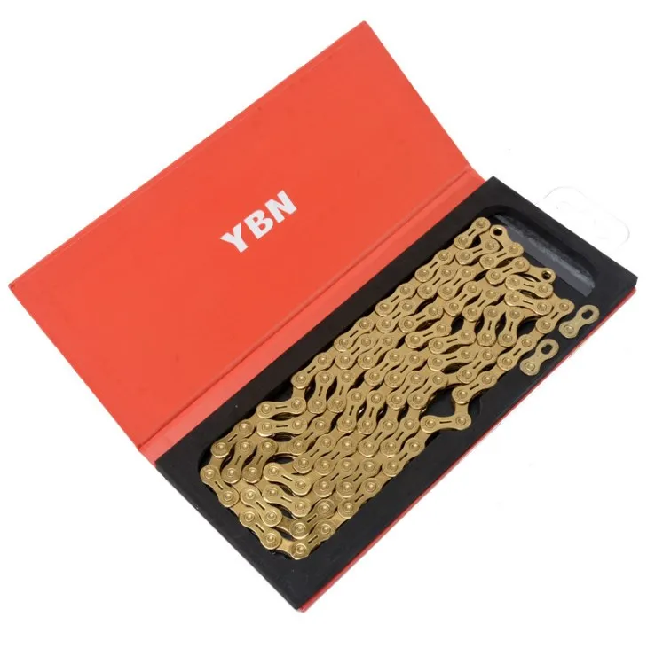 Excellent 2019 Hot YBN bicycle chain gold half hollow MTB bike chains 10 / 11 speed 116 link 279g ultralight mountain road bike Parts 1