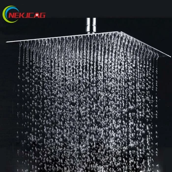 

Multiple Sizes Options Retail Polished Chrome Finish Bathroom Square Rain Shower Head Ceiling Wall Top Sprayer