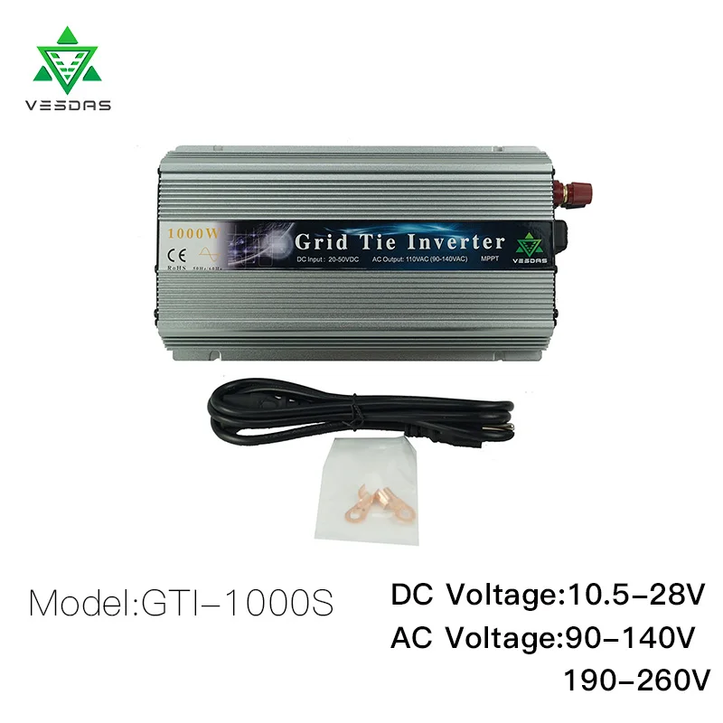 MPPT функция 1000 Вт Чистая синусоида Инвертор для широкого напряжения DC10.5V 28V до AC90V