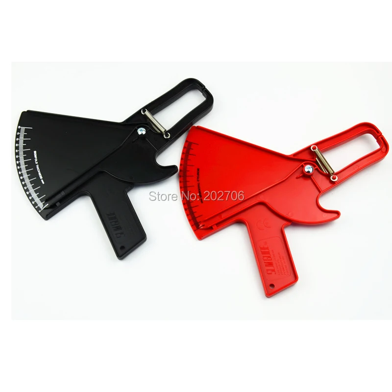 

BLACK + RED color SLIM GUIDE PLICOMETRO SKINFOLD BODY FAT CALIPER WITH MANUAL BODY MEASUREMENT PERCENTAGE 2pcs/lot