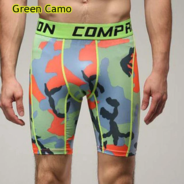 NEW 2019 Summer Active high stretch compression bodybuilding sweat breathable skinny tight quick dry Camoflage Men Safety shorts