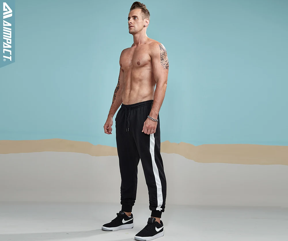 Aimpact 2018 New Sweat Pants Men Contrast Patchwork Cotton Sweatpants Man Casual Joggers Fitted Active Track Pants Male AM5009 (13)
