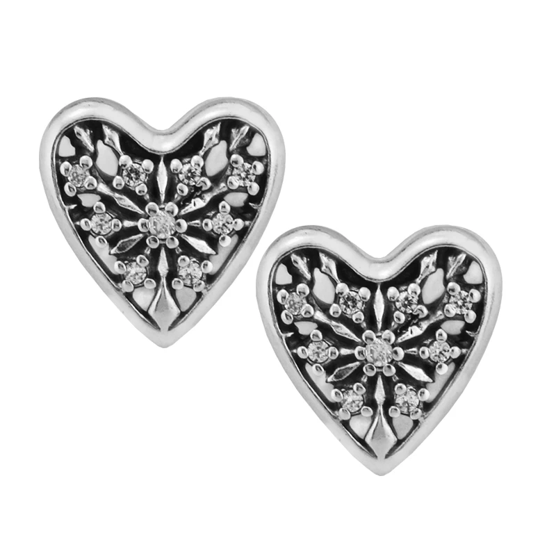 

Earrings for women Hearts of Winter Silver STUD Earring BrincoS 925 Sterling Silver Jewelry DIY Orecchini Oorbellen Pendientes