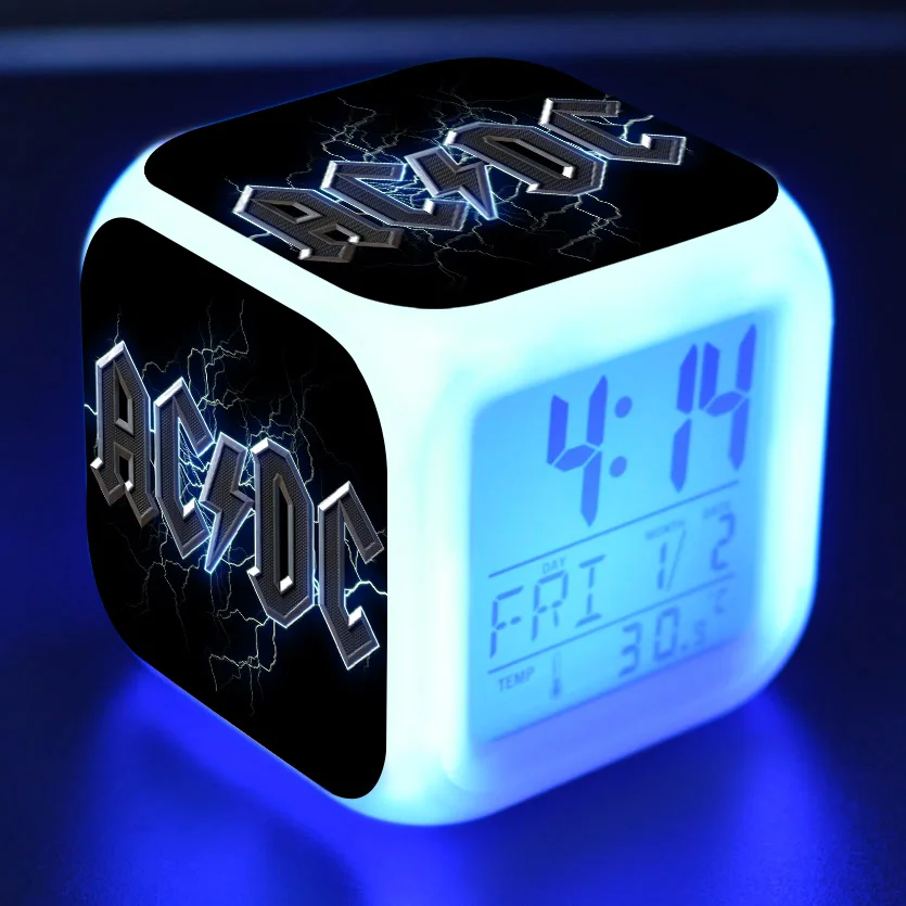 

LED Colorful Light AC/DC Figurines Desk Decoration Alarm Clock Thermometer AC DC Figures Toys for kids