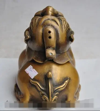 

S2071 chinese fengshui bronze evil foo fu dog lion beast statue incense burner Censer