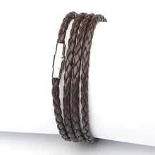 NIUYITID Мода г. Плетеный мужские кожаные браслеты 4 кругов мужской интимные аксессуары Jewelry Унисекс Браслет 11 цвет выбрать