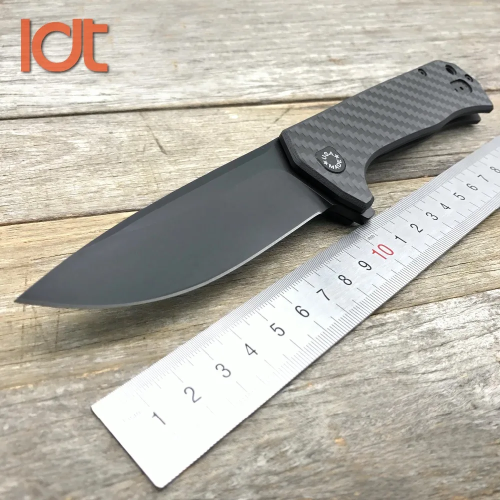 Online LDT 0804 CF CTS 204 P cuchillo plegable fibra de carbono mango de titanio cuchillos Camping al aire libre supervivencia cuchillo táctico EDC herramientas