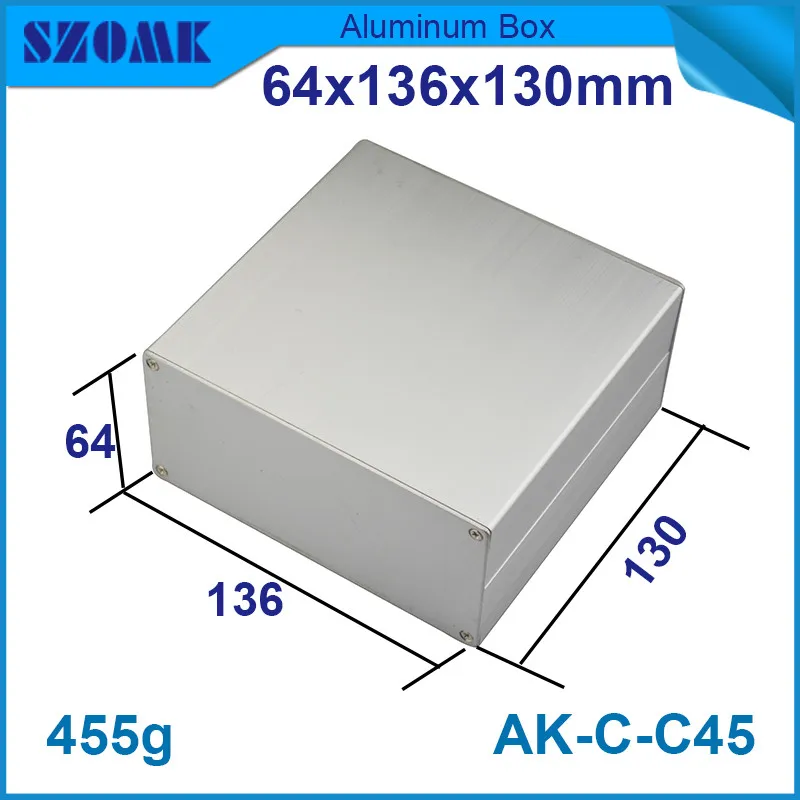 

1 piece szomk electronics aluminium housing cabinet in silver with anodizing switch box 64*136*130mm