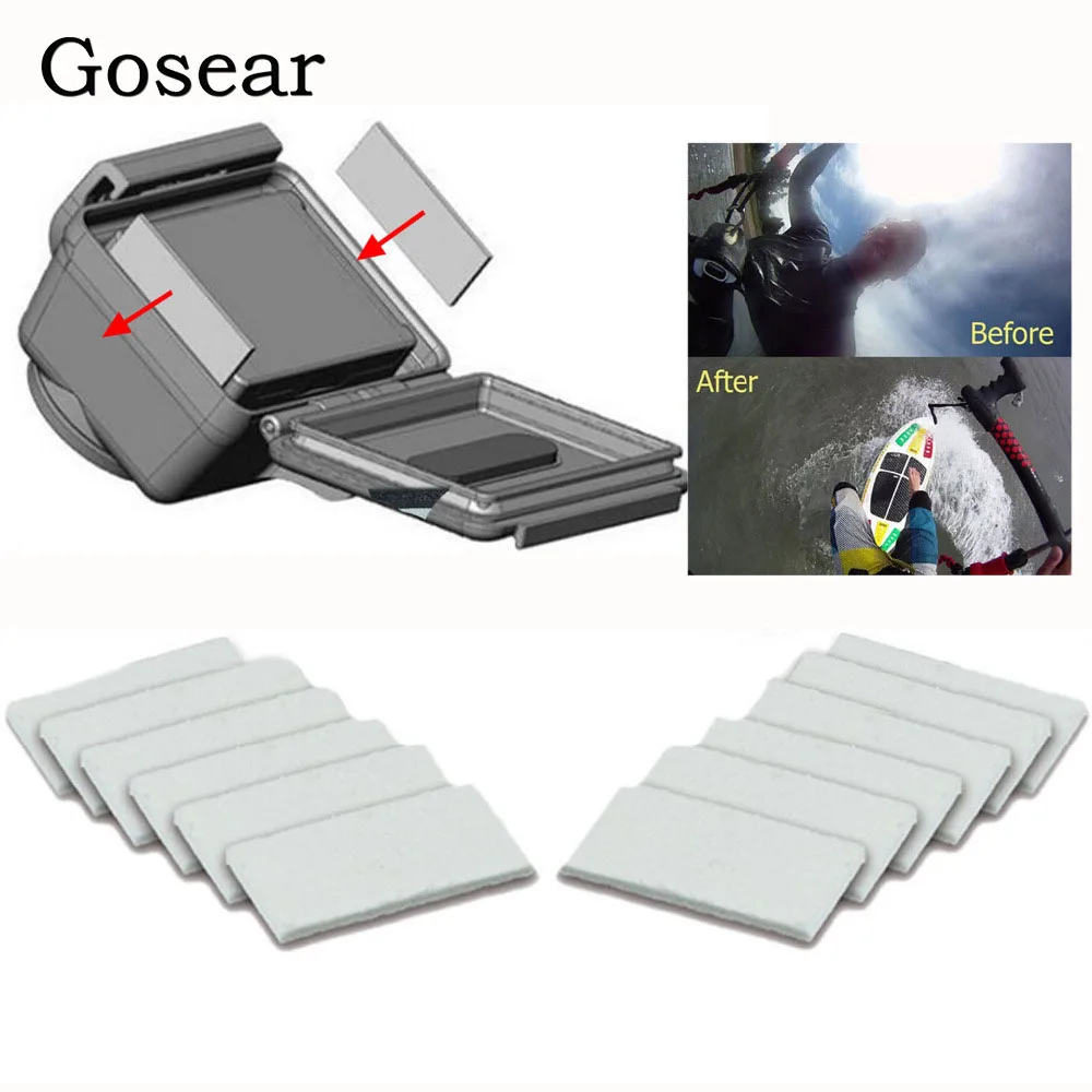 Gosear 12 шт./компл. противотуманные вставки для Go Pro GoPro Hero 5 4 3 2 SJ4000 Xiaomi Yi K Session Anti